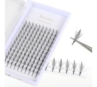 Extensiones de pestañas prefabricadas de anime Spire con alas, raíz plana, rizo C D, abanicos de volumen de 8-16 mm, forma de pluma, pestañas individuales para salón de belleza (alas 2-D, 11 mm)