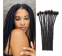 Extensiones de rastas de 0,2 cm, 30 hebras de cabello humano 100 % real, para hombres y mujeres, extensiones permanentes hechas a mano para cabeza completa, se pueden teñir, decolorar, rizar y hacer