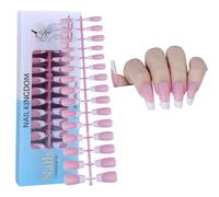 Extensiones de uñas postizas naturales francesas mate, uñas postizas esculpidas con los dedos, herramientas de manicura para salón de belleza, hogar, uñas cuadradas largas, extensiones de uñas de gel,