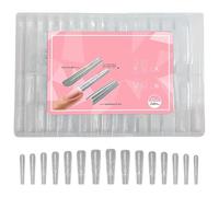 Extensiones de uñas transparentes de doble forma, 240 piezas, 15 tamaños, puntas de uñas postizas resistentes a la deformación para principiantes y profesionales
