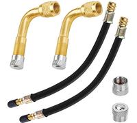 Extensiones de Válvulas, Válvulas de Neumático de Extensión 90 grados 2 Pcs con Extensión de Vástago de Goma Flexible 215 mm 2 Pcs , Adaptador de Extensor de Válvula para Coche, Motocicleta, Bicicleta