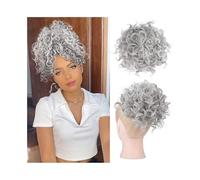 Extensiones Extensiones de moño rizado desordenado con coletero, cordón elástico sintético, coleta rizada ondulada para mujeres(10AT1001)