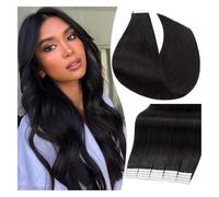 Extensiones,Extensiones de pelo original, Extensiones de cabello liso con banda for el cabello invisible sin costuras for mujer negra # 1B, cabello real,(22 inches,40 pcs)
