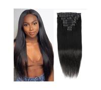Extensiones invisibles de cabello humano lacio con clip, 120 g, 8 piezas/juego, extensiones de pelo virgen brasileño, cabeza completa (12 pulgadas)