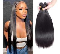 Extensiones Mechones rectos 12A, cabello humano Original, extensiones de cabello humano virgen sin procesar for mujeres, extensiones de cabello Natural Real Pelo Humano Extensiones (Size : 28 30 32,
