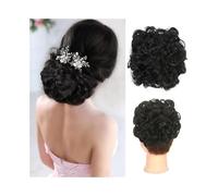 Extensiones Moño corto desordenado, extensión de moño rizado, peines, coleteros con clip para mujeres(1)