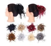 Extensiones Moño de pelo desordenado, moño sintético, coleteros elásticos, piezas de cabello postizas for mujeres para mujeres(Dark Auburn)