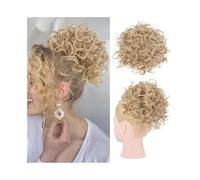 Extensiones Moño sintético desordenado con cordón elástico corto, clip en cola de caballo rizada para mujeres(18H22)
