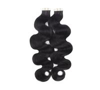 Extensiones onduladas de cabello humano negro Natural for mujeres, cinta ondulada corporal de 18 pulgadas en trama de piel de doble cara, cabellos Remy invisibles(20 inch,60 pcs)