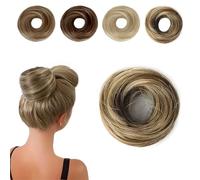 Extensiones para mujeres, moño despeinado postizo, coleteros sintéticos, coletero moño despeinado, accesorios elásticos, cabello falso rizado (Marrón mezcla rubio)