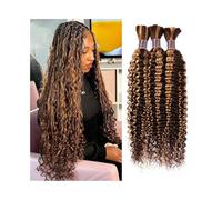 Extensiones para Trenzas Cabello humano a granel for trenzar, mechones rubios de ondas profundas P4/27, sin trama Trenzas de Pelo(18 20 22)