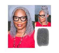 Extensiones para Trenzas Cabello humano afro rizado for trenzas, reparación de rastas y giros - 50 g/paquete, gris Trenzas de Pelo(14inches)