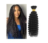Extensiones para Trenzas Cabello humano trenzado a granel de ondas profundas, de 18 a 24 pulgadas, sin procesar, brasileño, virgen, sin trama Trenzas de Pelo(22inches)