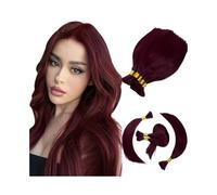Extensiones para Trenzas Extensiones de cabello humano brasileño precoloreado 99J# liso, sin trama, Remy, for trenzado Trenzas de Pelo(26 Inch)