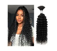 Extensiones para Trenzas Extensiones de cabello humano rizado sin trama for trenzas bohemias con ondas profundas Trenzas de Pelo(20inches)