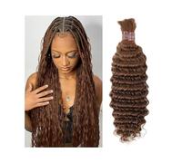Extensiones para Trenzas Extensiones de cabello trenzado bohemio con ondas profundas color castaño claro n.° 30, sin trama Trenzas de Pelo(16 18 20)
