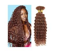 Extensiones para Trenzas Trenzas de cabello humano brasileño de 14-24 pulgadas, 1 paquete/100 g, ondas profundas, sin trama, n.° 30 Trenzas de Pelo(18inches)