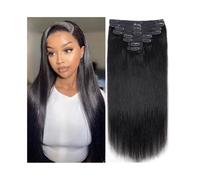 Extensiones Pelo Natural Extensiones de cabello con clips de 120 g, 8 piezas/juego, extensiones de cabello largo y liso, 18 clips en una pieza gruesa Extensiones(16inches)