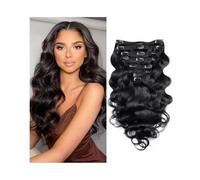 Extensiones Pelo Natural Extensiones de cabello humano 100% natural con clip for mujer, 8 unidades, 120 g/juego, n.° 1B Extensiones(26inches)