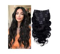 Extensiones Pelo Natural Extensiones de cabello humano con clip y ondas corporales, 120 g/juego, for mujeres Extensiones(12inches,240g)