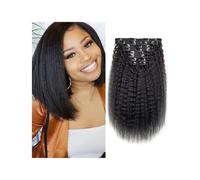 Extensiones Pelo Natural Extensiones de cabello humano liso y rizado con clips, 120 g, 8 unidades por juego, color natural brasileño, de 25 a 66 cm. Extensiones(18inches)