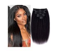 Extensiones Pelo Natural Extensiones de cabello humano liso y rizado con clips, 8 unidades por juego, 100% cabello humano Remy brasileño. Extensiones(24inches,120g)