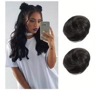 Extensiones y piezas de cabello de aspecto natural 2 PCS Mini Claw Clip in Messy & Cat Ears Hair Bun Extensions Wig Accessory Updo Hairpieces for Women Girls Extensiones de cola de caballo con clip de