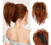 Extensiones y piezas de cabello de aspecto natural Peluca con cabeza de bola de gallinero, clip de agarre, tocado de chica caliente, paquete de pelo, plato esponjoso perezoso, peluca con clip de tibur