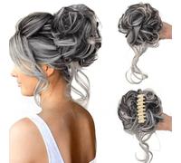 Extensiones y piezas de cabello de aspecto natural Peluca con cabeza de bola for mujer, moda de agarre grande, barba larga, cabello rizado desordenado, anillo, moño de cabello for mujer, bolsa for cab