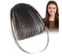 Extensions de Cheveux à Clips avec Frange - Extensions Humaines à Clipser | Française Soignée, Frange Naturelle - Postiche à Clips pour Coiffures Rapides, Volume, Style Quotidien, Accessoire