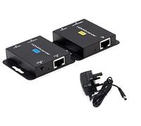 Extensor Con POC 1080P@60Hz Repetidor 3D HDMI (TX y RX) Convertidor RJ45 a HDMI Transferencia Individual Por Cable OFC Cat5e/Cat6/Cat7/Cat8 60M/196ft Con Adaptador de Corriente de 5V