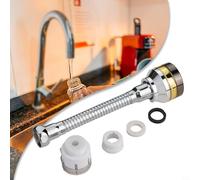 Extensor de aireador de grifo de cocina fabricado con latón y acero inoxidable con acabado galvanizado y control de flujo de agua ajustable de 3 etapas (17,6 cm + adaptador)