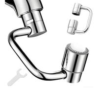Extensor de aireador de grifo flexible de 1440 grados, 2 ajustes de flujo para limpieza del fregadero, adaptador de latón para el hogar y el baño (A inoxidable)