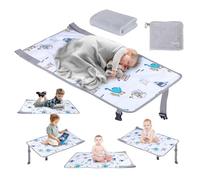 Extensor de asiento de avión para niños, cama de avión para niños pequeños con manta, artículos esenciales de viaje en avión para bebé, reposapiés portátil para vuelo - Esenciales de viaje en avión