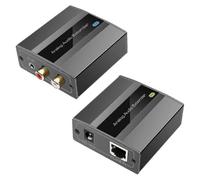 Extensor de audio analgico RCA estreo de 3,5 mm a travs de Ethernet, cable Cat5e/6/7 ²nico de hasta 500 m, convertidor de audio