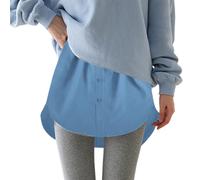 Extensor de camisa ajustable para mujer, con capas extraíbles, longitud media, con faldones de cama, tamaño individual, azul, S