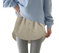 Extensor de camisa ajustable para mujer, con capas extraíbles, longitud media, con faldones de cama, tamaño individual, caqui, S