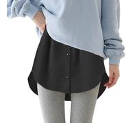 Extensor de camisa ajustable para mujer, con capas extraíbles, longitud media, con faldones de cama, tamaño individual, Negro, S