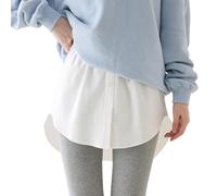 Extensor de camisa ajustable para mujer, con capas extraíbles, longitud media, con faldones de cama, tamaño individual, blanco, S
