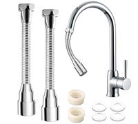 Extensor de canalón de cocina de 2 piezas, extensión de cangrejo a prueba de óxido, función giratoria flexible de 360 °, con adaptadores de canalón para la mayoría de cocina y baño, inodoro (20 cm)