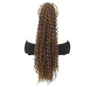 Extensor de cola de caballo de 24 pulgadas con cordón para mujeres negras, peluca de pelo sintético rizado profundo, cola de caballo afro Kinky para uso diario (2-30)