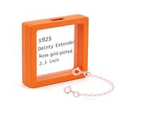 Extensor de collar de plata de ley chapado en oro rosa para mujer, pulsera de seguridad, cadena de extensión delicada de 5,8 cm de longitud