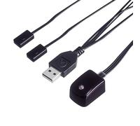 Extensor de control remoto de TV repetidor infrarrojo de 6.5 pies con puerto USB con receptor para caja de cable/STB/amplificador, repetidor extendido IR - SUA (control de 2 dispositivos)