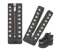 Extensor De Cremallera Para Botas - Paquete De 2 Cremalleras Resistentes Con 8 Ojales Para Cordones De Zapatos | Reemplazo Fácil Del Cordón De La Bota, Kit De Combate Para El Trabajo, Senderismo,