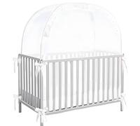 Extensor de cuna para evitar la escalada, de cuna transpirable plegable con cielo - protector de cama de malla fácil montaje para guardería niños