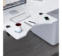 Extensor de Escritorio， Bandeja for Teclado Plegable de 90°, reposabrazos Mesa, sin Perforaciones, se Puede Usar como o Estante(White,L 65*W 25m)