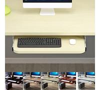 Extensor de escritorio de madera ajustable de 5 colores, bandeja deslizante para teclado y mouse, estante resistente debajo del escritorio (blanco, 600 mm x 270 mm) para mejorar la ordenación del