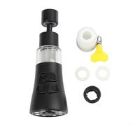Extensor de grifo de cocina con giro de 360 grados y cabezal de pulverización de triple función, compatible con la mayoría de grifos de una sola manija y doble mango (negro)