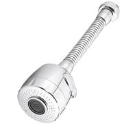 Extensor de grifo giratorio 360° con cabezal pulverizador, ahorro de agua, filtro antisalpicaduras, modo de chorro múltiple, apto para grifos estándar de 22 mm, ABS y acero inoxidable, color plateado