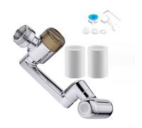 Extensor de grifo giratorio de 1080° con filtro integrado | 4 modos de agua incluyendo niebla hacia arriba | M22/para aireador de fregadero compatible para cocina y baño | Plata